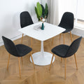 Deep Grey Modern Fabric Chairs With Wood Transfer Metal Leg Set Of 4 Dark Gray Metal