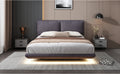 Queen Size Upholstered Platform Bed With Sensor Light And 2 Large Backrests, Stylish Platform Bed With 2 Sets Of Usb Port And Socket On Each Rear Bed Leg, Gray Gray Velvet