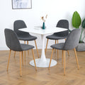 Light Grey Modern Fabric Chairs With Wood Transfer Metal Leg Set Of 4 Light Gray Metal