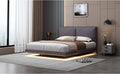 Queen Size Upholstered Platform Bed With Sensor Light And 2 Large Backrests, Stylish Platform Bed With 2 Sets Of Usb Port And Socket On Each Rear Bed Leg, Gray Gray Velvet