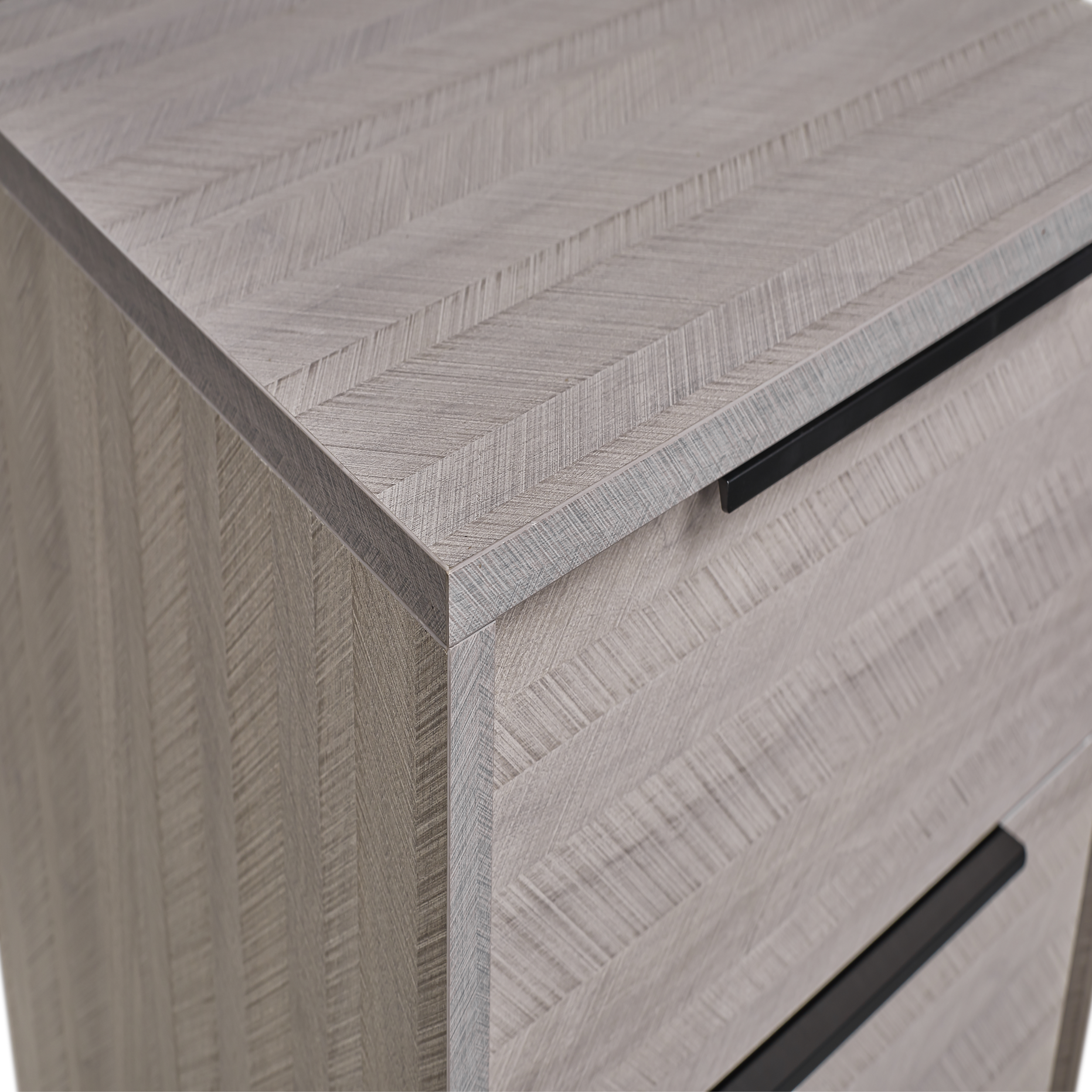 Grey Wooden Nightstand With Two Drawers For Bedrooms And Other Places. Antique Gray 2 Drawers Bedroom Engineered Wood