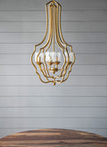 4 Light Metal Chandelier, Hanging Light Fixture With Adjustable Chain For Kitchen Dining Room Foyer Entryway, Bulb Not Included Gold Iron