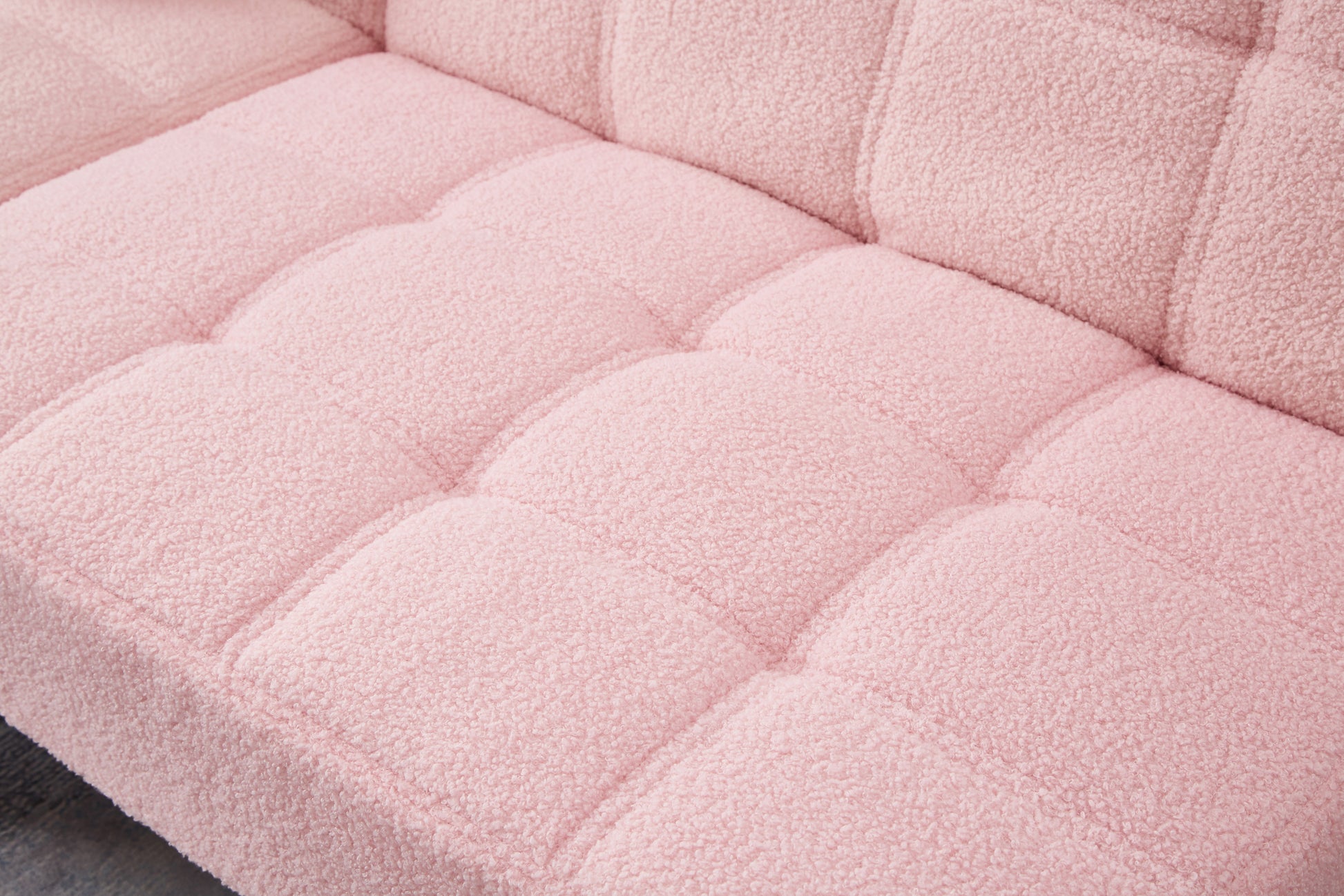 71" Convertible Sofa Bed Futon With Gold Metal Legs Teddy Fabric Pink Pink Teddy Foam Fabric