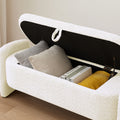 Ottoman Oval Storage Bench 3D Lamb Fleece Fabric Bench With Large Storage Space For The Living Room, Entryway And Bedroom,Cream White Cream White Polyester