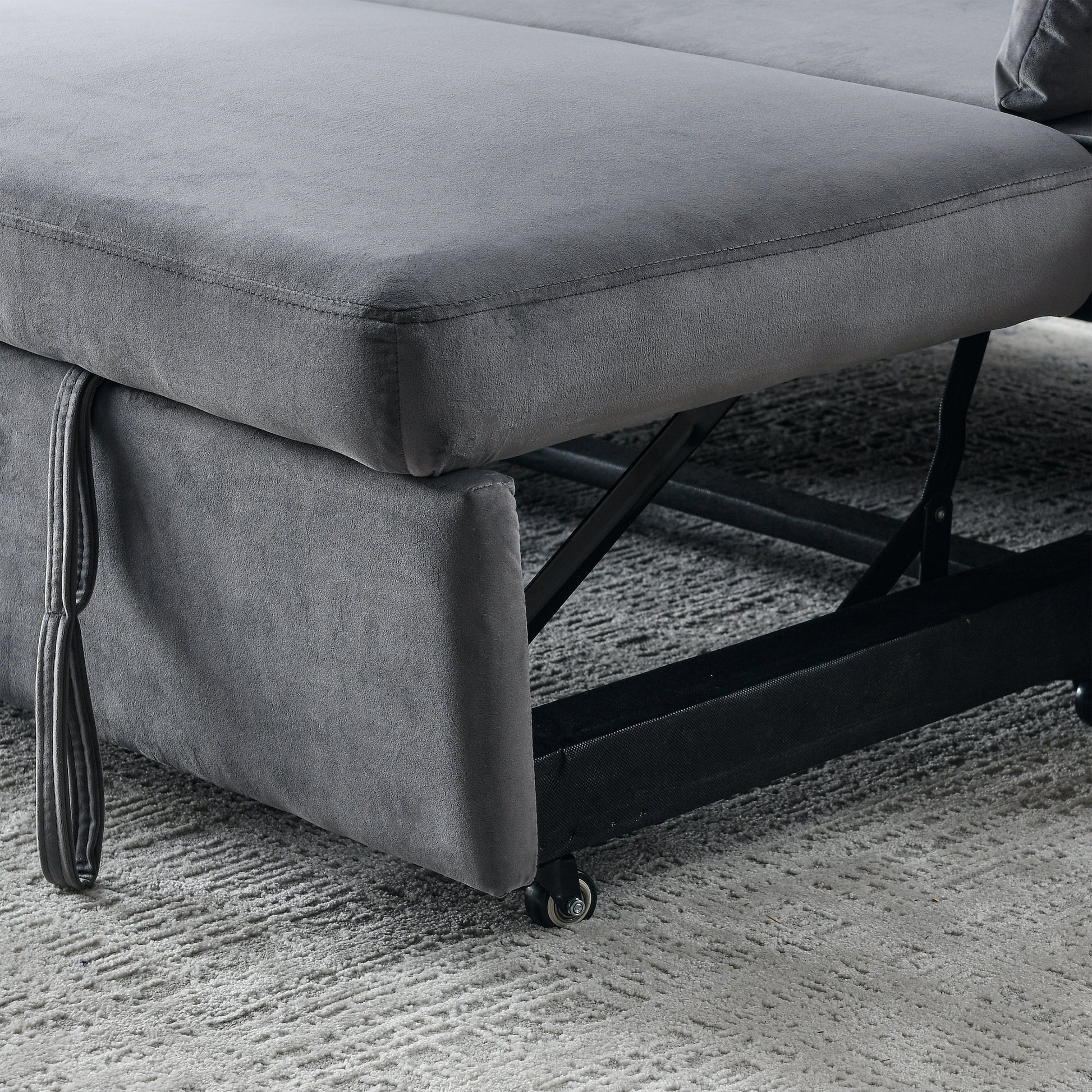 50" Velvet Upholstered Sleeper Sofa Bed With Side Storage Pockets, Design, 2 Seater Sofa With 2 Pillows And Removeable Backrest Pull Out Sofa Bed For Small Spaces In Living Rooms, Apartm Grey Velvet Primary Living Space Foam Velvet 2 Seat