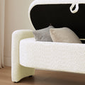 Ottoman Oval Storage Bench 3D Lamb Fleece Fabric Bench With Large Storage Space For The Living Room, Entryway And Bedroom,Cream White Cream White Polyester