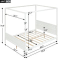 Queen Size Canopy Platform Bed With Headboard And Footboard,Slat Support Leg White Old Sku:Lt001912Aak White Solid Wood
