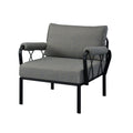 Rajni Patio Arm Chair, Gray Fabric & Black Finish Ot01761 Gray Fabric