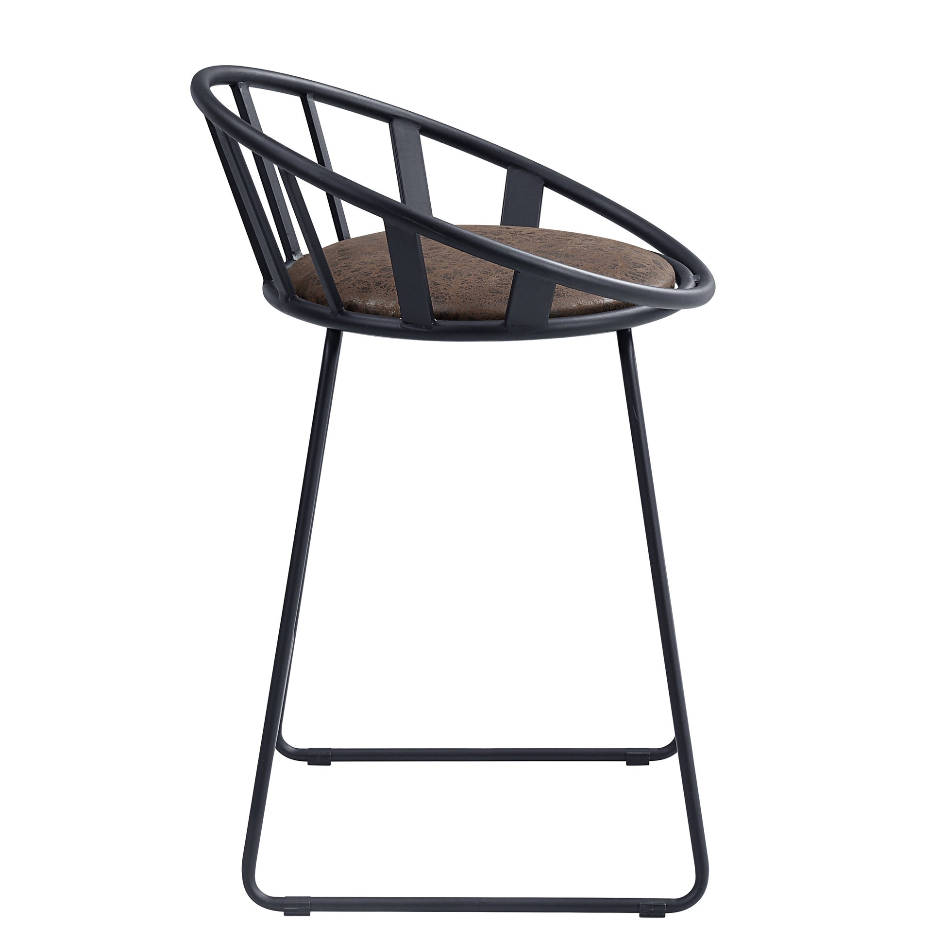 Zudora Counter Height Chair Set 2 , Synthetic Leather & Black Finish Dn01756 Black Pu Leather