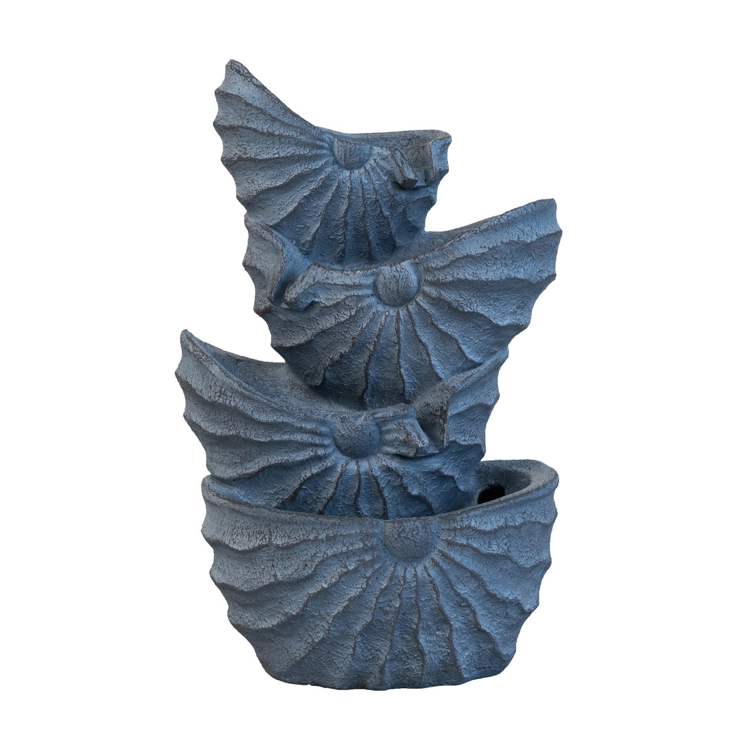 13.4X9.4X21.5" Decorative 4 Tier Blue Nautilus Shell Water Fountain With Light For Indoor Outdoor Blue Grey Garden & Outdoor Art Deco,Coastal,Contemporary,Modern,Traditional Polyresin