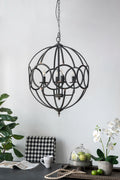 4 Light Metal Chandelier, Hanging Light Fixture With Adjustable Chain For Kitchen Dining Room Foyer Entryway, Bulb Not Included Black Iron