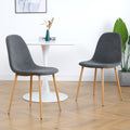 Light Grey Modern Fabric Chairs With Wood Transfer Metal Leg Set Of 4 Light Gray Metal