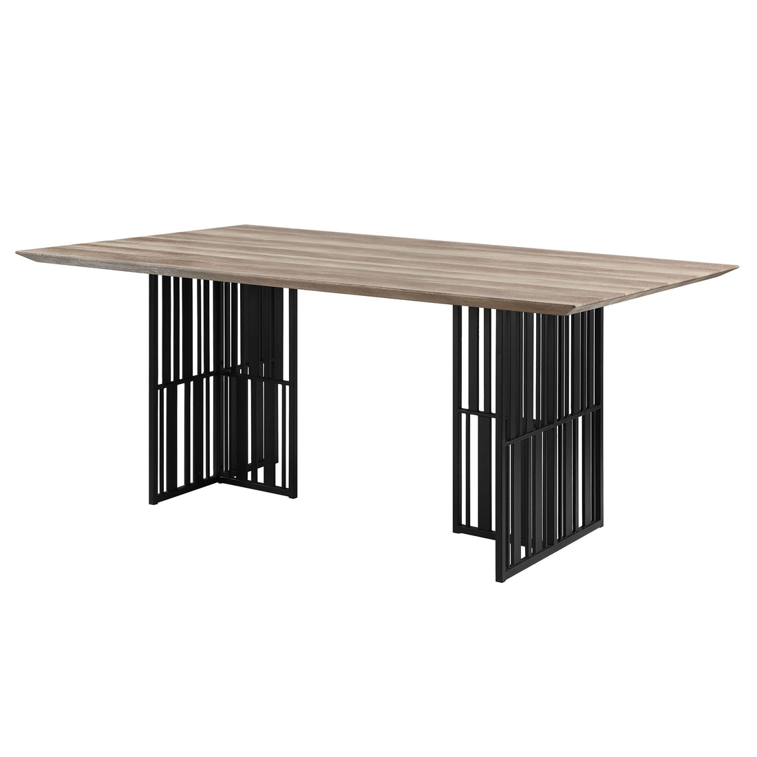 Zudora Dining Table, Antique Oak & Black Finish Dn01757 Black Mdf