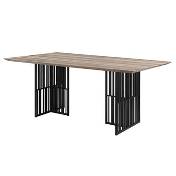 Zudora Dining Table, Antique Oak & Black Finish Dn01757 Black Mdf