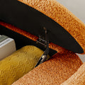 Ottoman Oval Storage Bench 3D Lamb Fleece Fabric Bench With Large Storage Space For The Living Room, Entryway And Bedroom,Brown Orange Dark Brown Polyester