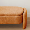 Ottoman Oval Storage Bench 3D Lamb Fleece Fabric Bench With Large Storage Space For The Living Room, Entryway And Bedroom,Brown Orange Dark Brown Polyester