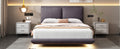 Full Size Upholstered Platform Bed With Sensor Light And 2 Large Backrests, Stylish Platform Bed With 2 Sets Of Usb Port And Socket On Each Rear Bed Leg, Gray Gray Velvet