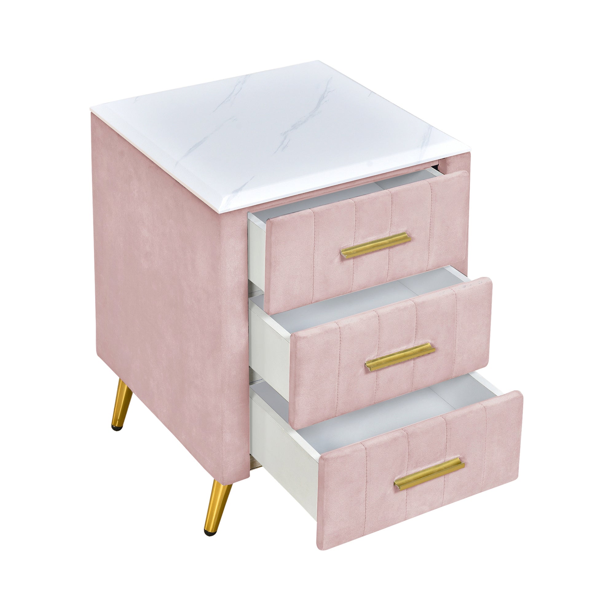 4 Pieces Bedroom Sets Queen Size Upholstered Bed Frame With Modern Corduroy Storage Ottoman And Nightstands,Pink Queen Pink 4 Piece Set Wood