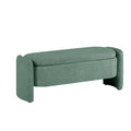 Ottoman Oval Storage Bench 3D Lamb Fleece Fabric Bench With Large Storage Space For The Living Room, Entryway And Bedroom,Green Green Dark Green Polyester