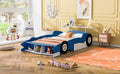 Full Size Race Car Shaped Platform Bed With Wheels,Blue Blue Plywood