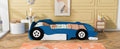 Full Size Race Car Shaped Platform Bed With Wheels,Blue Blue Plywood