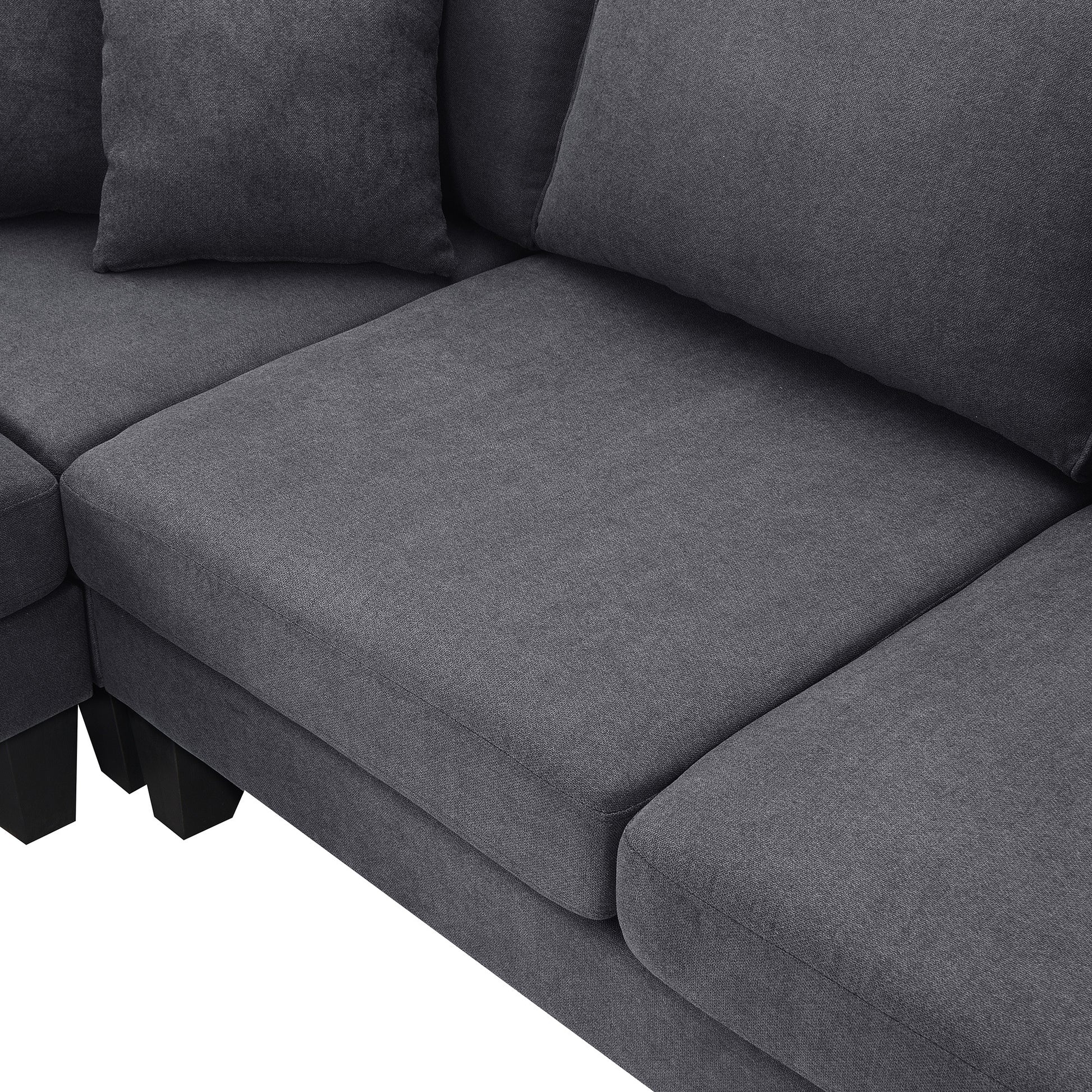 90*88" Terrycloth Modern Sectional Sofa,5 Seat Practical Couch Set With Chaise Lounge,L Shape Minimalist Indoor Furniture With 3 Pillows For Living Room,Apartment,Office, 3 Colors Grey Fabric