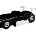 Twin Size Race Car Shaped Platform Bed With Wheels,Black Black Plywood