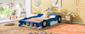 Full Size Race Car Shaped Platform Bed With Wheels,Blue Blue Plywood