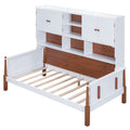 Twin Size Platform Bed With Multiple Storage, White Walnut Box Spring Not Required Twin White Walnut Wood Bedroom Solid Wood Mdf