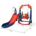 3 In 1 Slide And Swing Set With Basketball Hoop For 1 8 Years Old Children Indoor And Outdoor, Red & Blue Blue Red Hdpe