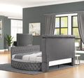 Maya Modern Style Crystal Tufted King Bed Made With Wood In Gray Box Spring Not Required King Gray Wood Bedroom Contemporary,Modern Slat Beds Upholstered Velvet Wood