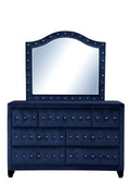 Monica Luxurious Four Poster Full 5 Pc Bed Made With Wood In Navy Box Spring Not Required Full Navy Wood 5 Piece Set Bedroom Bed Included,Chest Included,Dresser Included,Mirror Included,Nightstand Included Modern Upholstered Velvet Tufted Wood