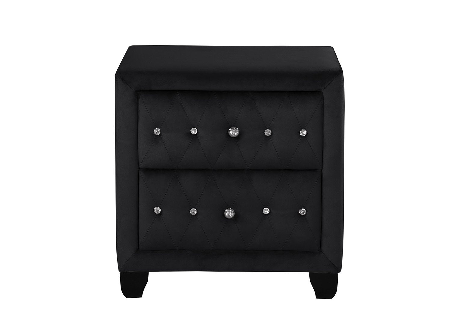 Maya Crystal Tufted Queen 5 Pc Vanity Bedroom Set Made With Wood In Black Box Spring Not Required Queen Black Wood 5 Piece Set Bedroom Modern Upholstered Velvet Tufted Wood