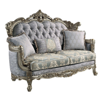 Miliani Loveseat W 3 Pillows, Fabric & Antique Bronze Finish Lv01781 Antique Bronze Fabric