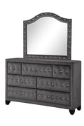 Monica Luxurious Four Poster King 5 Pc Bedroom Set Made With Wood In Gray Box Spring Not Required King Gray Wood 5 Piece Set Bedroom Bed Included,Chest Included,Dresser Included,Mirror Included,Nightstand Included Modern Upholstered Velvet Tufted Wood