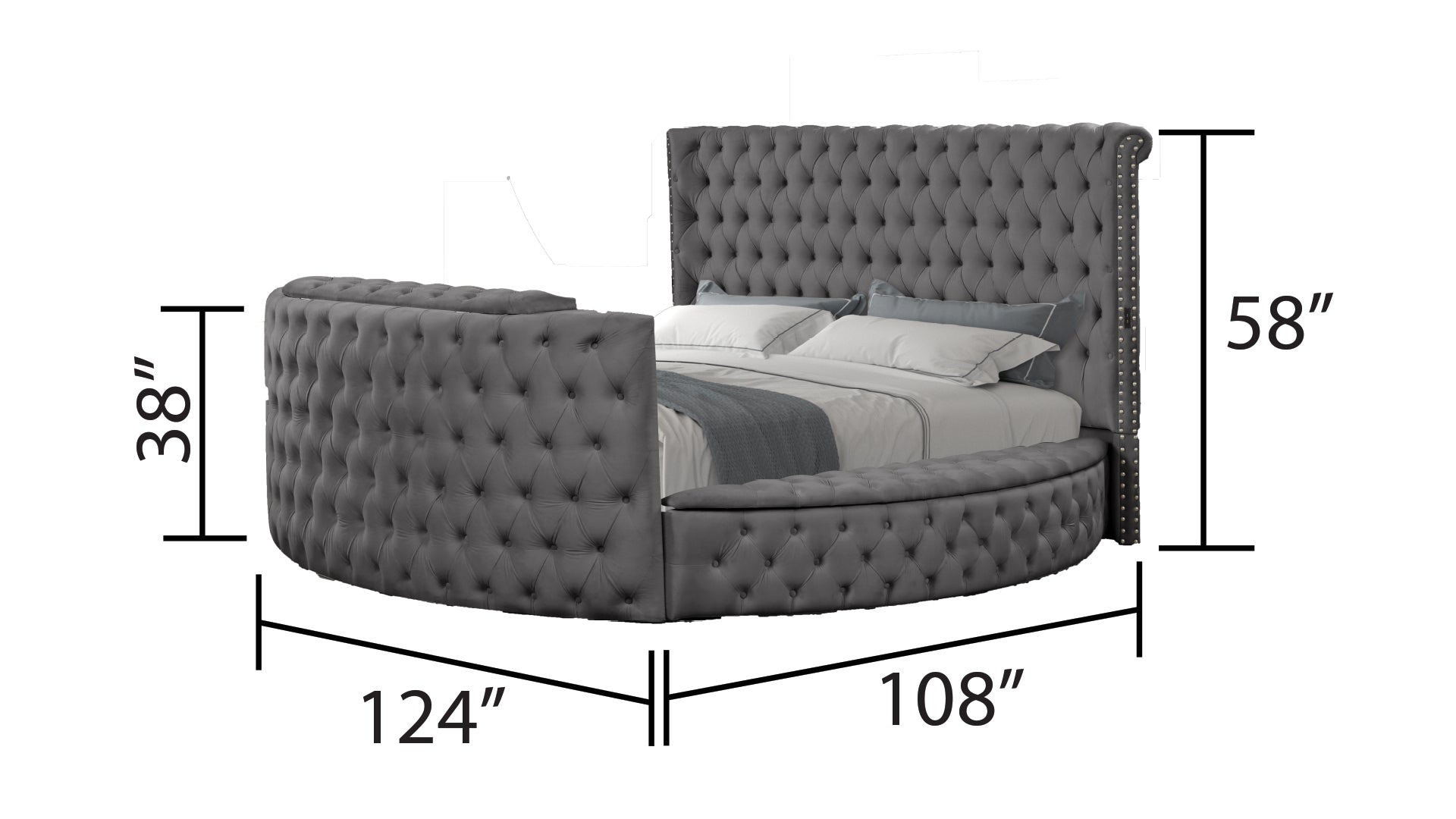 Maya Crystal Tufted King 4 Pc Vanity Bedroom Set Made With Wood In Gray Box Spring Not Required King Gray Wood 4 Piece Set Bedroom Contemporary,Modern Upholstered Velvet Tufted Wood