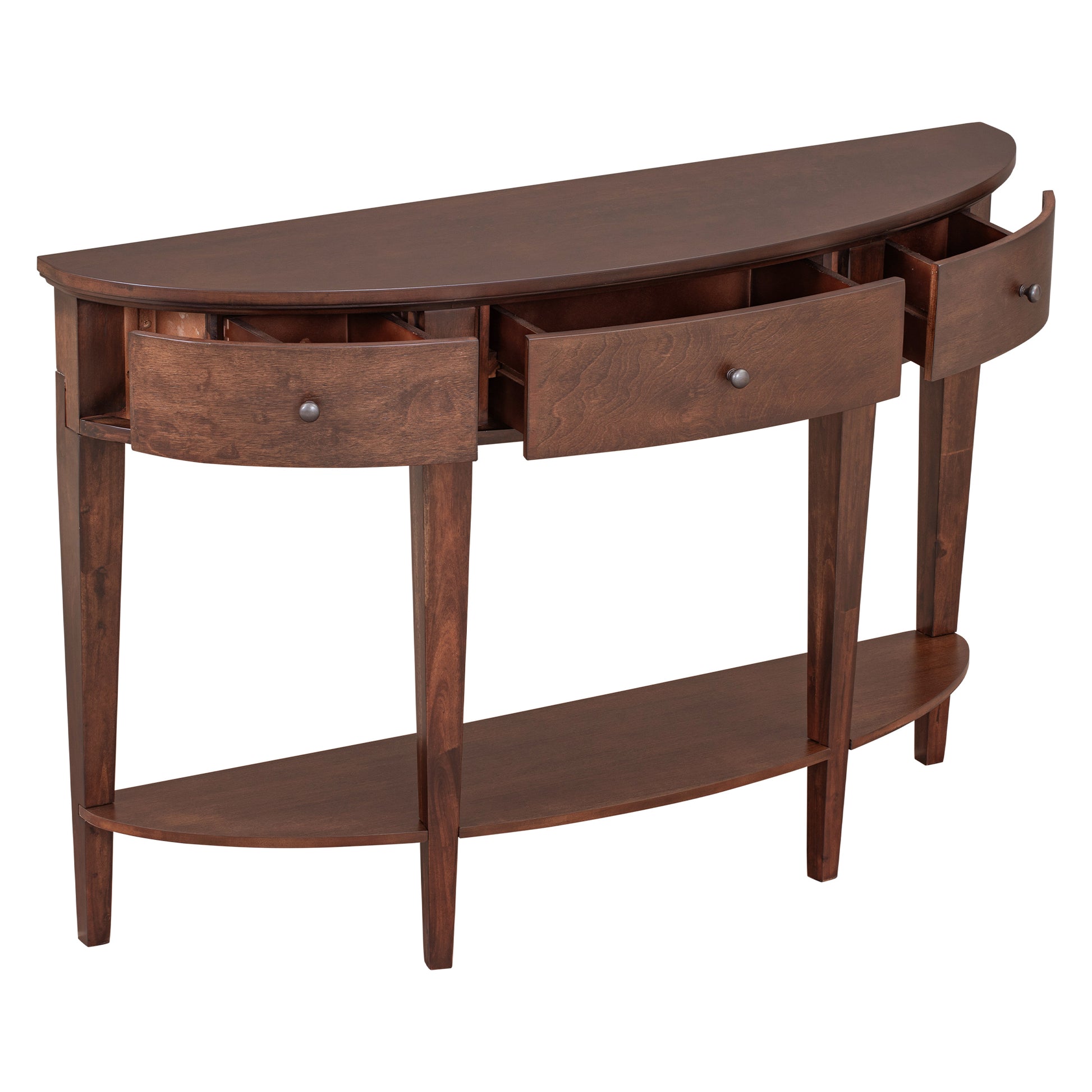 Modern Curved Console Table Sofa Table With 3 Drawers And 1 Shelf For Hallway, Entryway, Living Room Espresso Solid Wood Mdf
