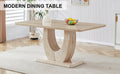 Modern Minimalist Luxury Mdf Rectangular Dining Table With Light Yellow Textured Stickers On The Table. Suitable For Restaurants, Living Rooms, Kitchens, And Study Rooms.F 1280 
