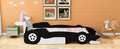 Twin Size Race Car Shaped Platform Bed With Wheels,Black Black Plywood