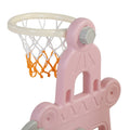 Kids Swing And Slide Set 3 In 1 Slide With Basketball Hoop For Indoor And Outdoor Activity Center, Pink Gray Pink Grey Hdpe