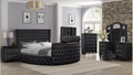 Maya Crystal Tufted Queen 5 Pc Vanity Bedroom Set Made With Wood In Black Box Spring Not Required Queen Black Wood 5 Piece Set Bedroom Modern Upholstered Velvet Tufted Wood