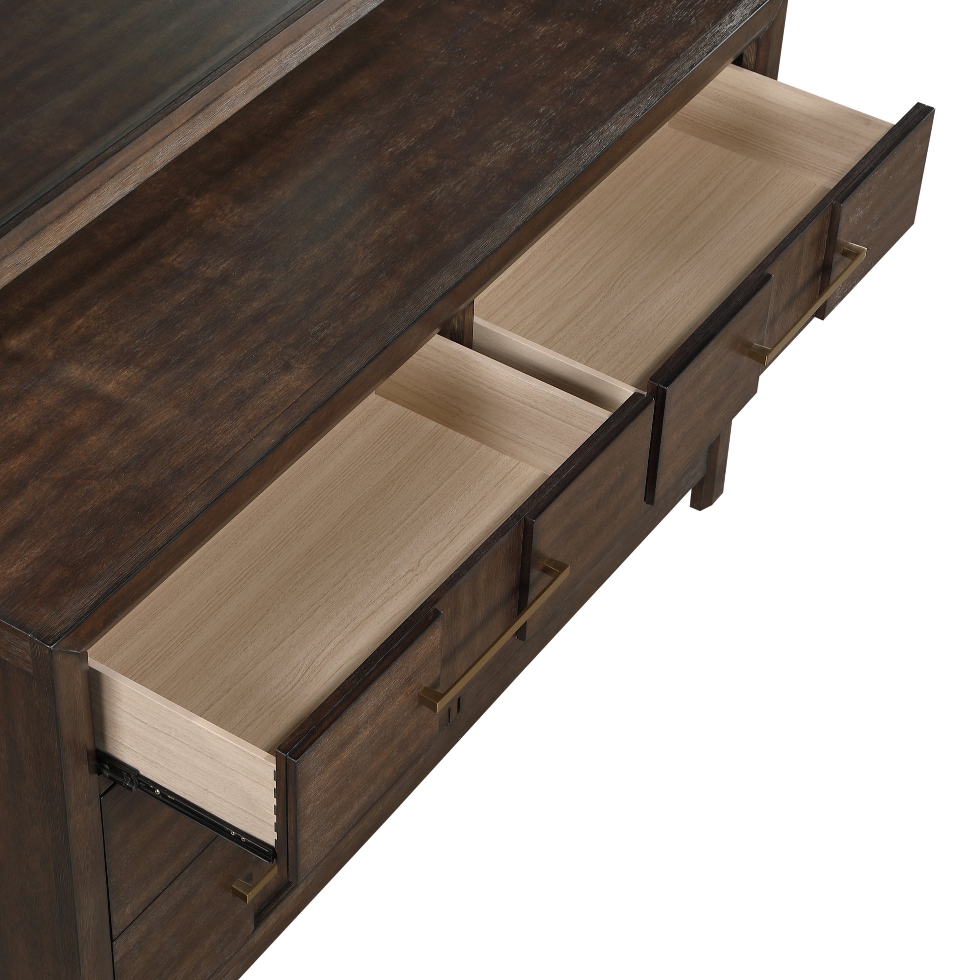 Kenzo Modern Style 6 Drawer Dresser Made With Wood In Walnut Walnut Bedroom Contemporary,Modern Solid Wood Mdf Wood