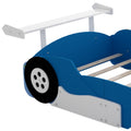 Full Size Race Car Shaped Platform Bed With Wheels,Blue Blue Plywood