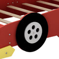 Twin Size Race Car Shaped Platform Bed With Wheels,Red Red Plywood