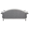 Florian Sofa W 4 Pillows, Gray Fabric & Antique White Finish Lv02119 Gray Fabric