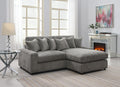 Tavia Sectional Sofa W 6 Pillows, Gray Corduroy Lv01882 Gray Corduroy