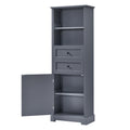 Bathroom Storage Cabinet, Tall Storage Cabinet With Two Drawers, Open Storage, Adjustable Shelf, Grey Grey Mdf