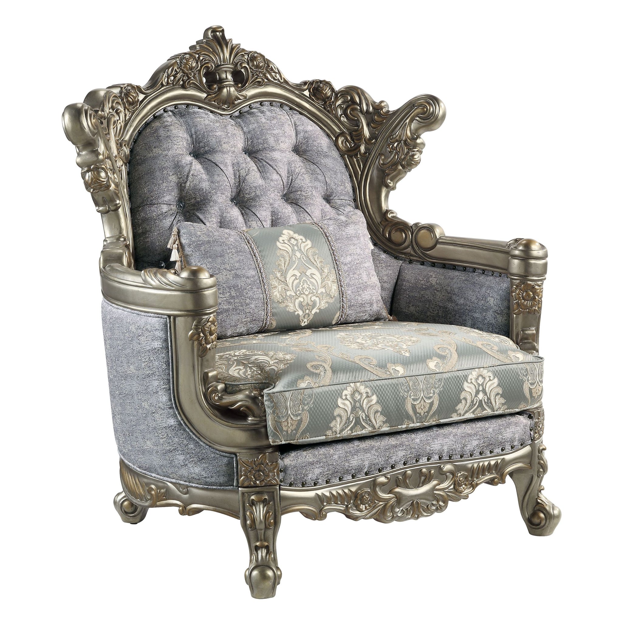 Miliani Chair W Pillow, Fabric & Antique Bronze Finish Lv01782 Antique Bronze Fabric