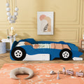 Full Size Race Car Shaped Platform Bed With Wheels,Blue Blue Plywood