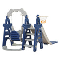 Kids Swing And Slide Set 3 In 1 Slide With Basketball Hoop For Indoor And Outdoor Activity Center,Blue Gray Blue Gray Hdpe